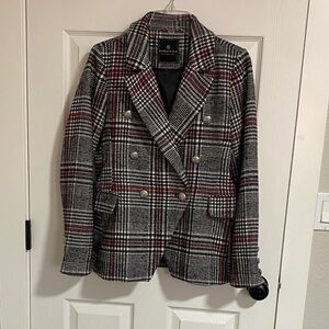 Bagatelle Plaid Double-Breasted Blazer - Black, Gray, Burgundy